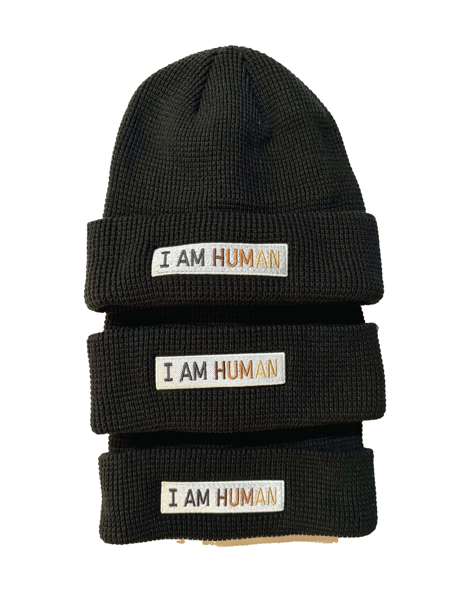 I AM HUMAN logo beanie